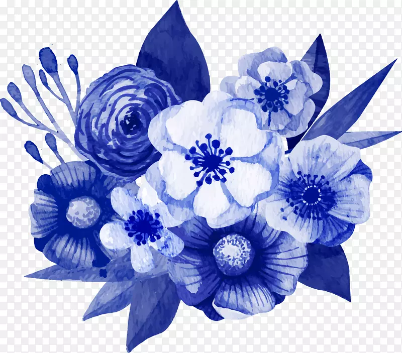花束设计蓝色郁金香深蓝色花饰