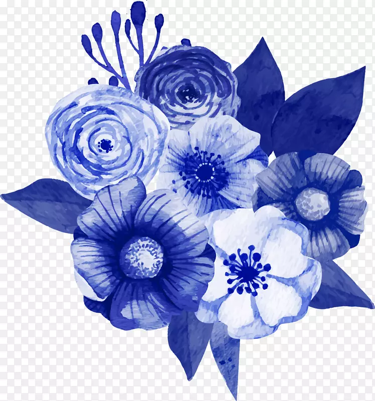 花束设计蓝色郁金香深蓝色花饰