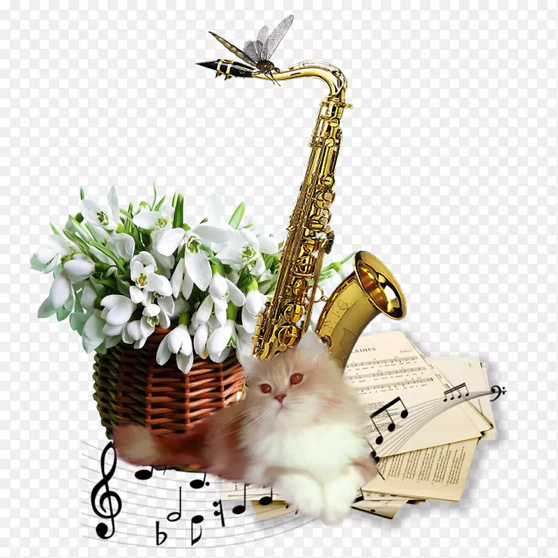 萨克斯管乐器生日旋律水彩画装饰图片材料
