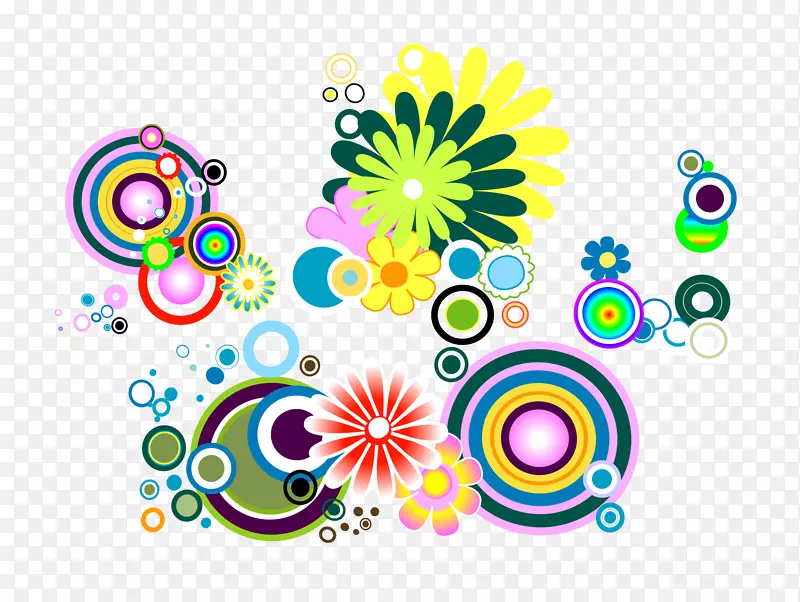 花剪贴画彩色圆圈图案