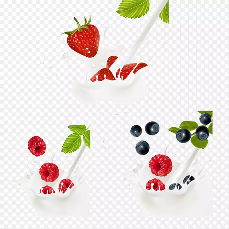 咖啡牛奶酸奶浆果-各种水果和牛奶
