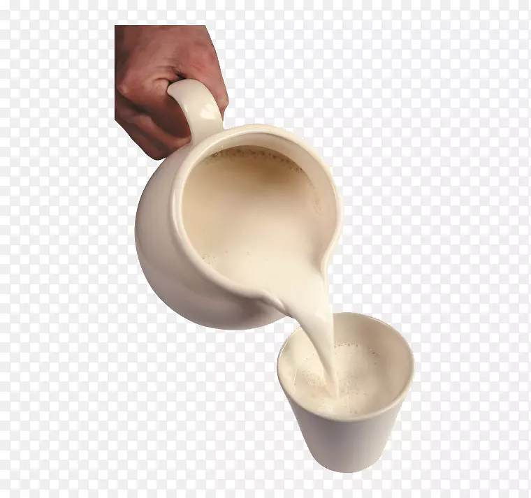 牛奶早餐奶制品杯手倒牛奶