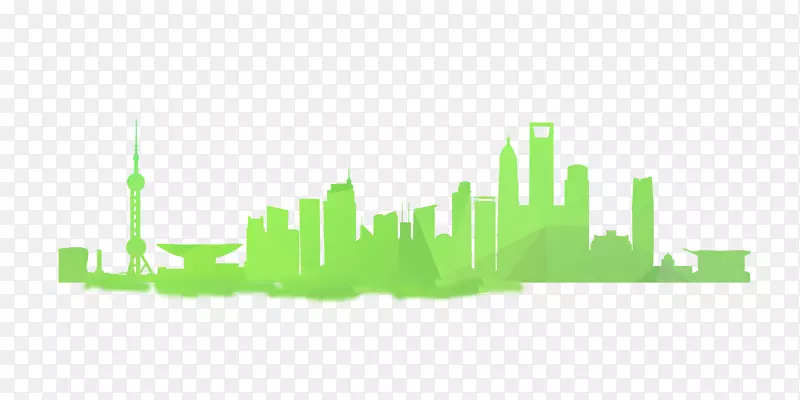 上海天际线轮廓建筑-绿色城市
