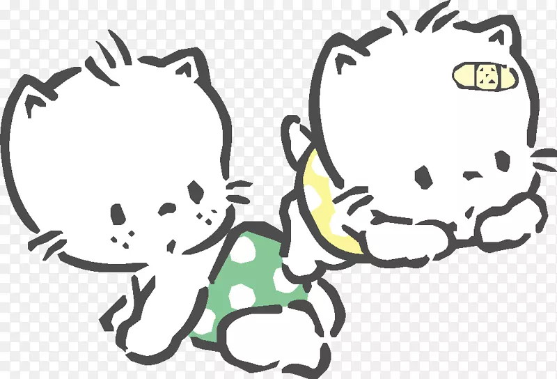 猫卡通剪贴画-两只卡通猫