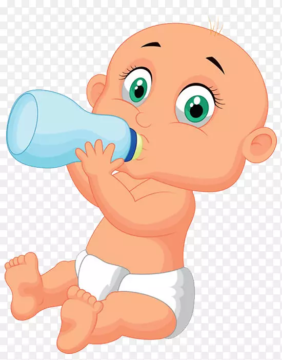 卡通男孩婴儿剪贴画-卡通包尿布婴儿牛奶
