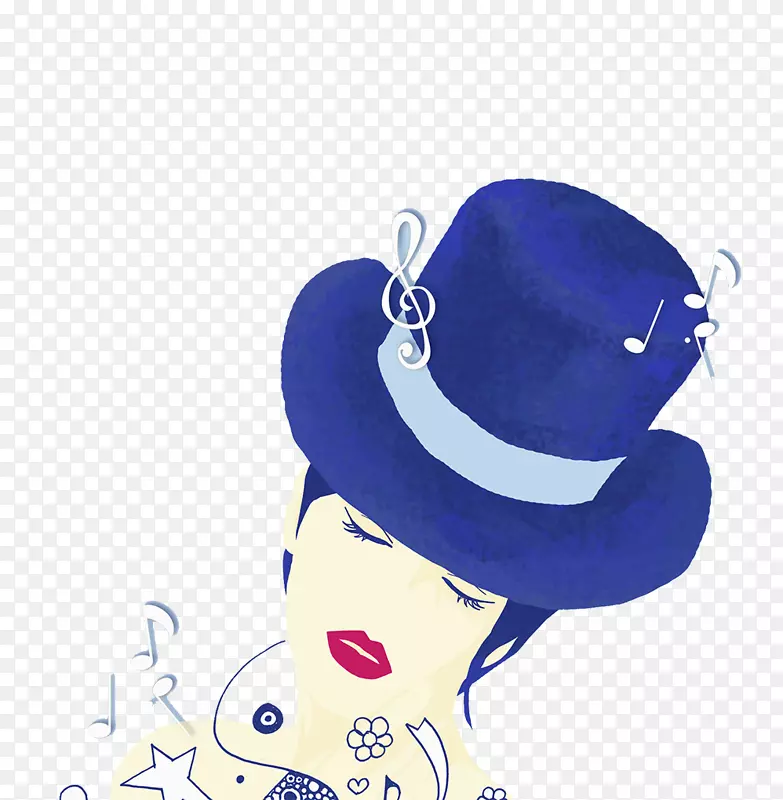 蓝帽-戴着蓝色帽子的时髦女士