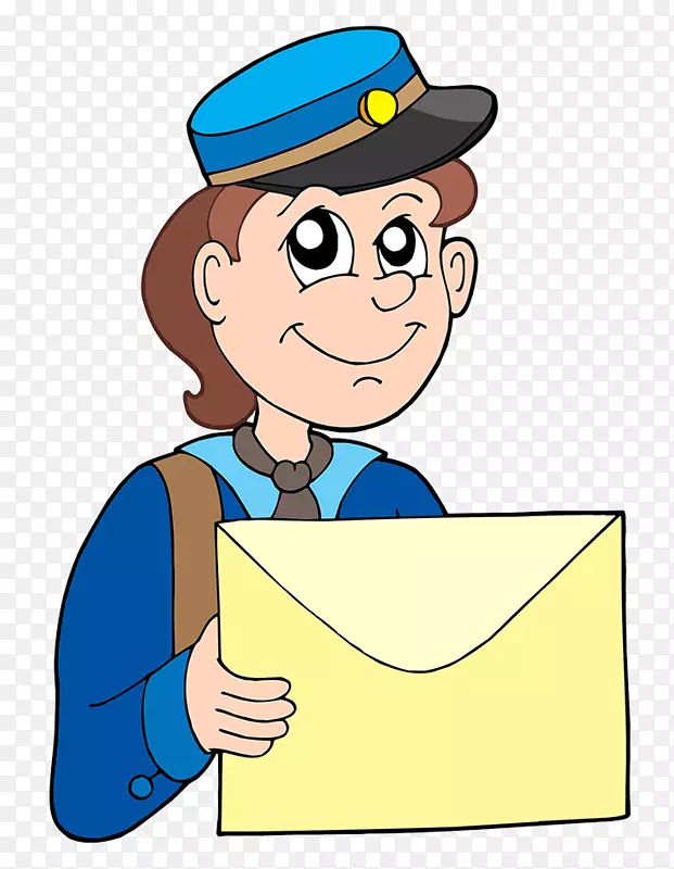 邮递员剪贴画.穿蓝色帽子的邮政服务人员