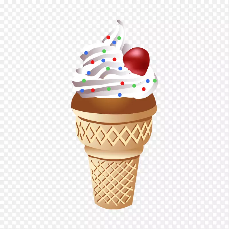 巧克力冰淇淋圣代冰淇淋圆锥饼干滚色巧克力奶油圆锥