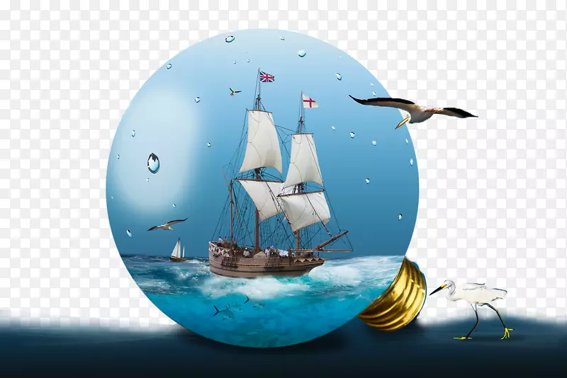 帆船水手-大海中的艺术灯
