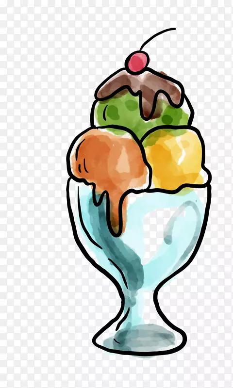 巧克力冰淇淋手绘巧克力水果冰淇淋