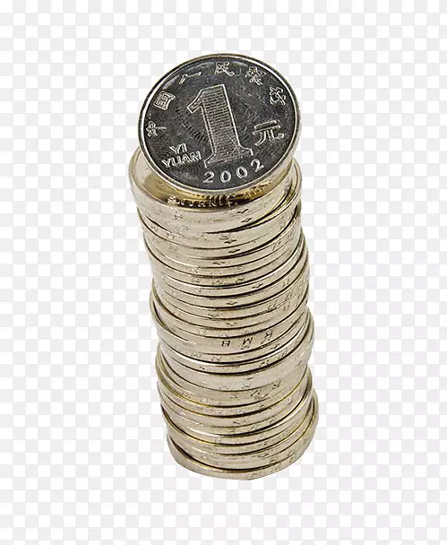硬币现金-一叠一元的硬币材料