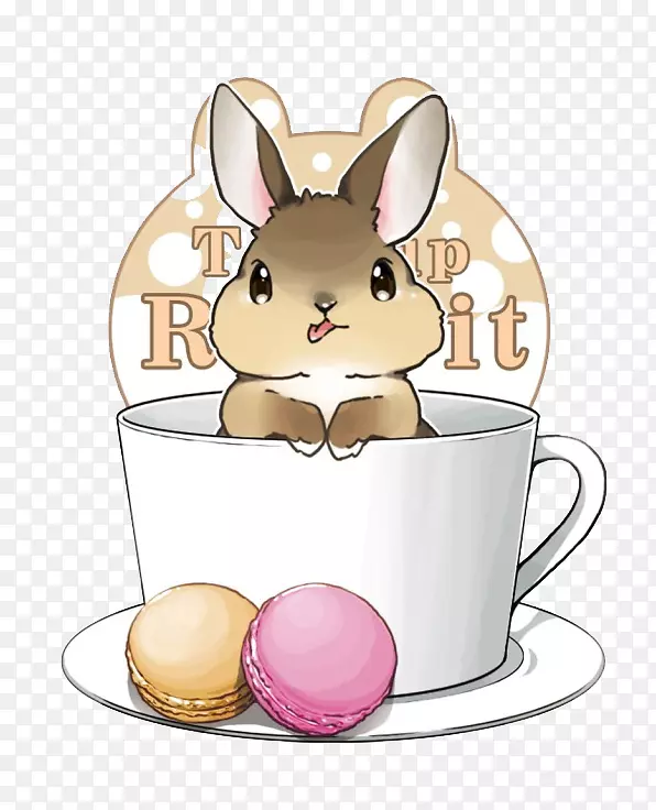 iPhone4s兔子卡通壁纸-兔子和杯子