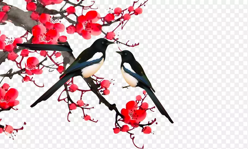 喜鵲梅花圖 梅花喜鹊图PNG图片素材下载_图片编号515847-PNG素材网