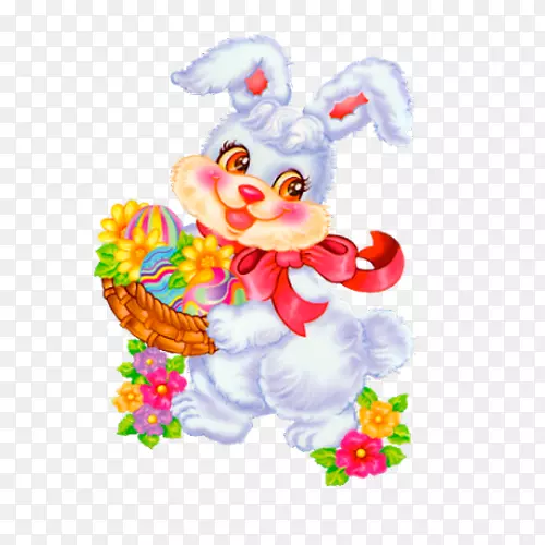 复活节兔子圣诞卡片复活节彩蛋愿望手绘卡通兔