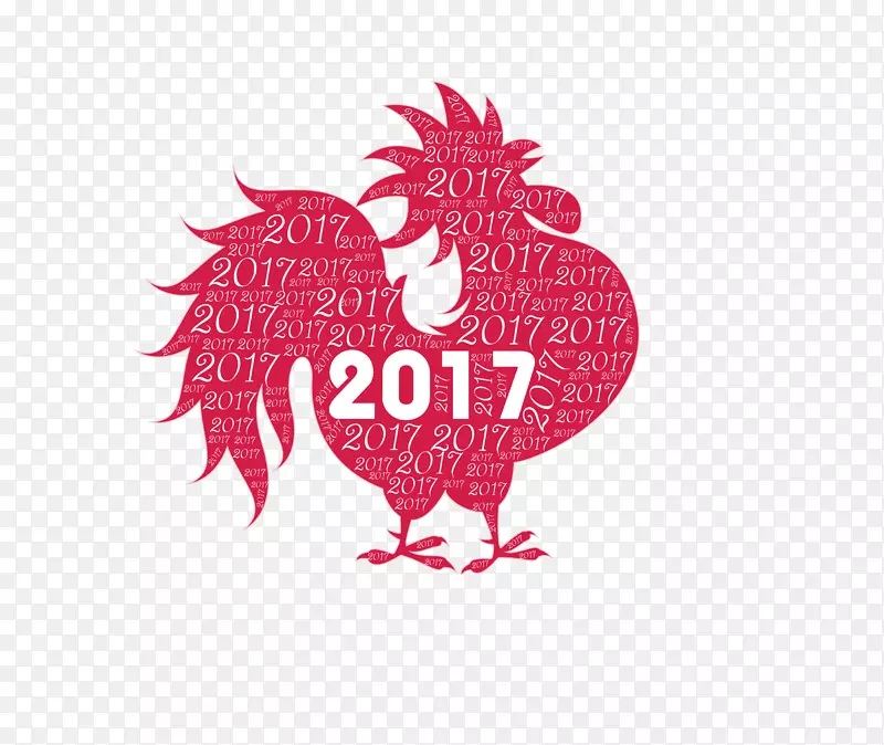 新年公鸡新年贺卡-2017年公鸡剪影材料