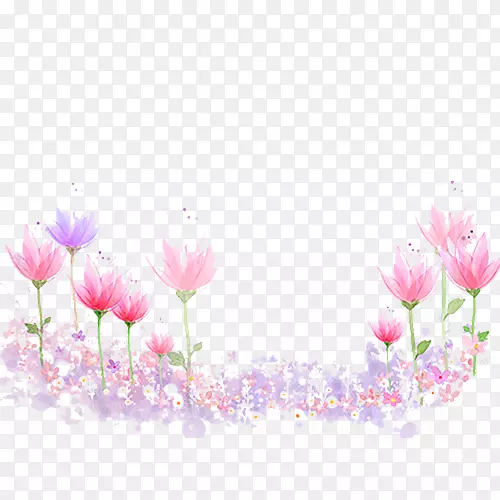 插画-粉红色花卉设计