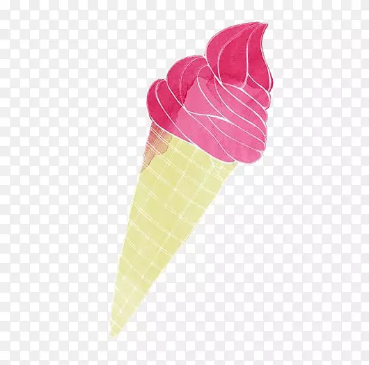 冰淇淋锥冰淇淋草莓冰淇淋手绘卡通冰淇淋