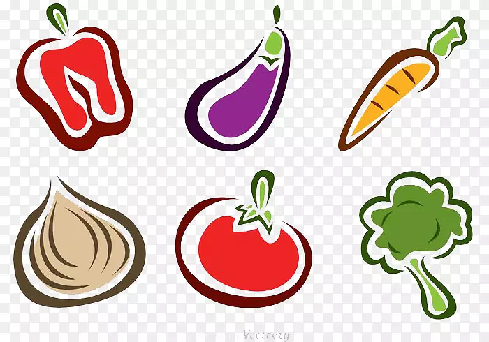 西兰花茄子食品番茄卡通蔬菜元素
