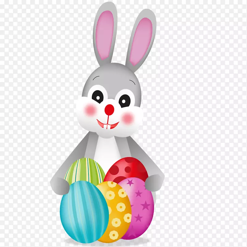 复活节兔子复活节彩蛋卡通兔带彩蛋的兔子