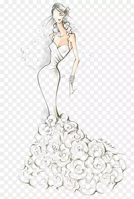 婚纱时尚新娘素描手绘婚礼