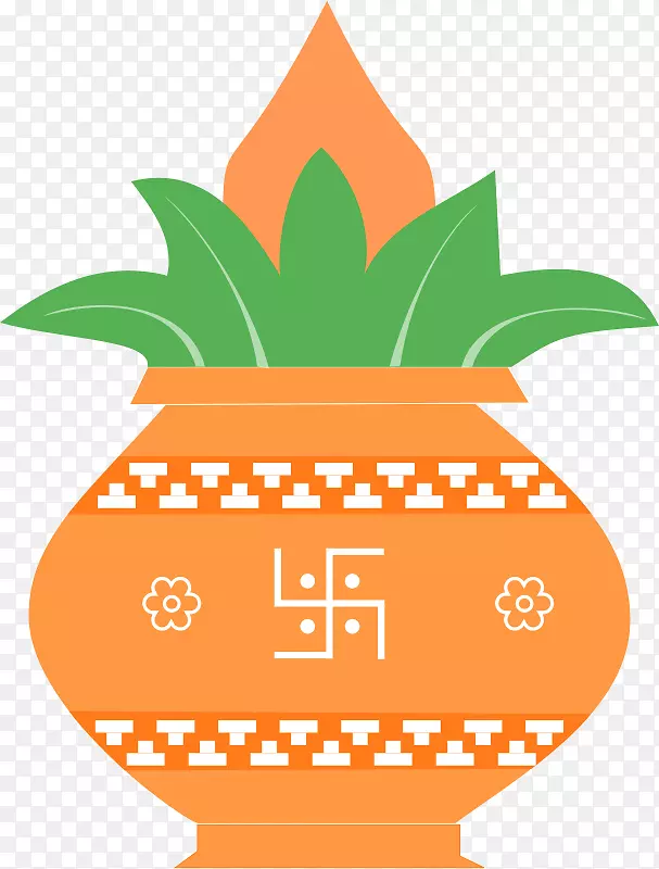 印度卡拉什象征婚礼剪贴画橙色花朵