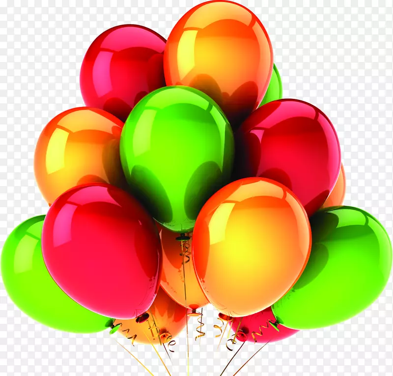 气球生日晚会摄影剪贴画彩色气球背景材料组