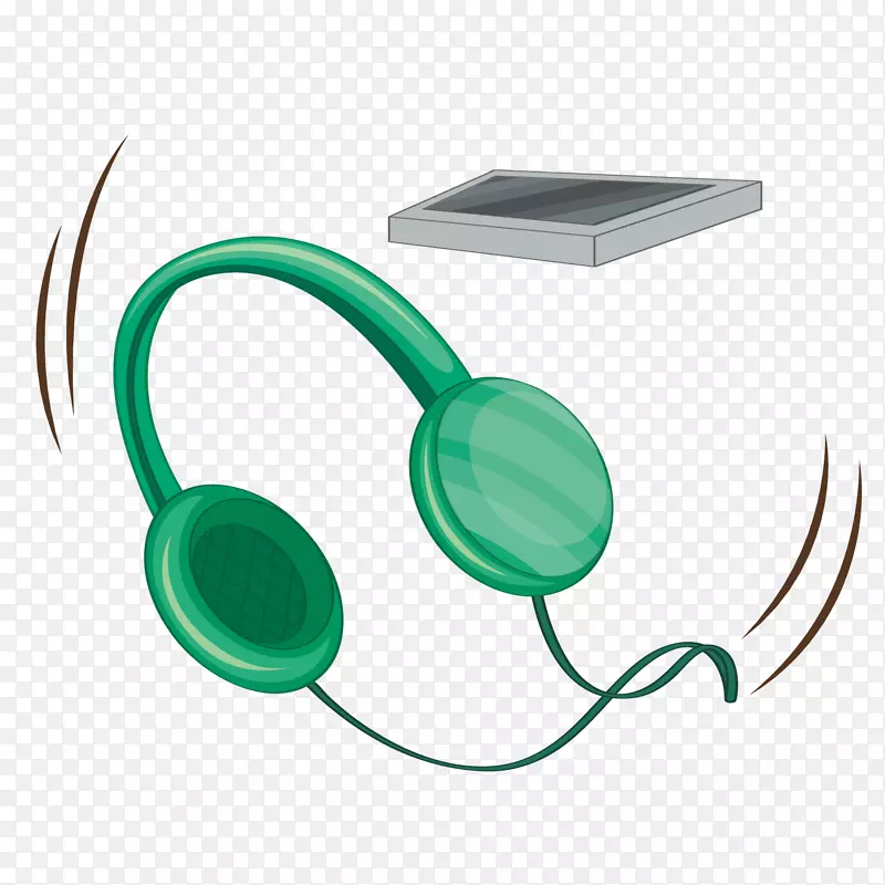 耳机卡通绿色耳机手机材料