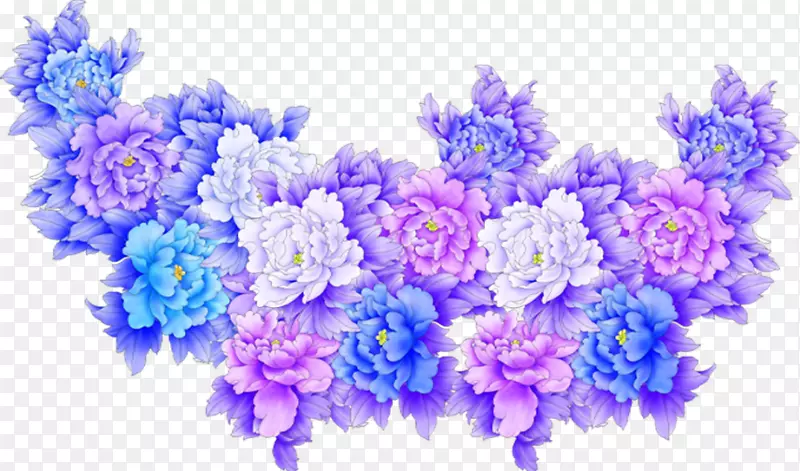 紫蓝剪贴画-花丛