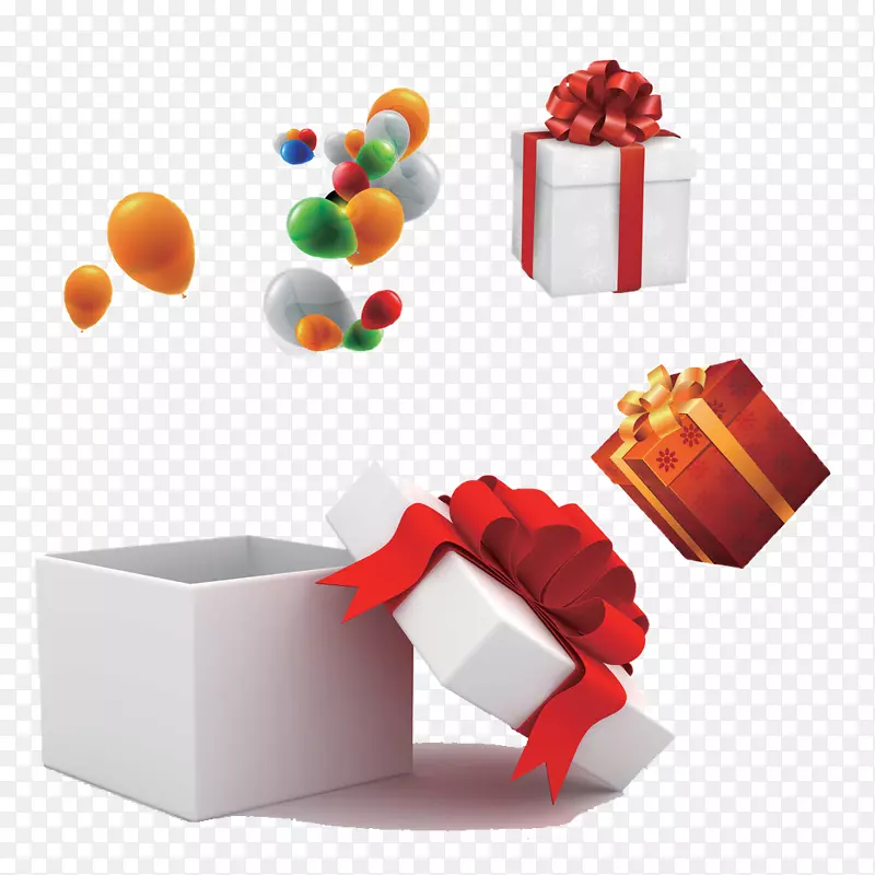 礼品卡气球-堆礼物和气球