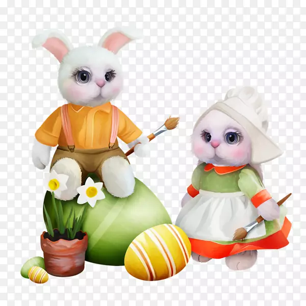 复活节兔子小白兔手画可爱的兔子材料