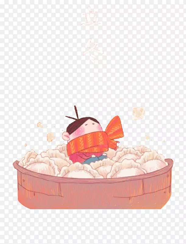 丽东东治汤圆插画-冬季免费插画，吃饺子，拉动PNG形象。