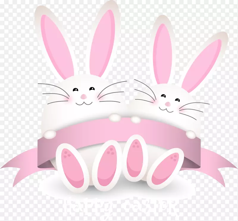 复活节兔子家兔小白兔两只小白兔