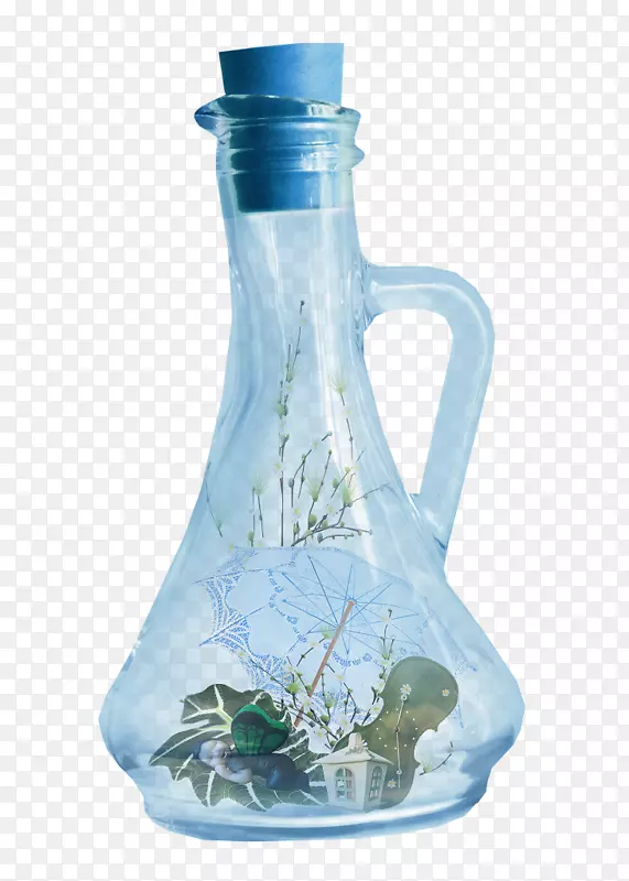 玻璃瓶.蓝色装饰瓶