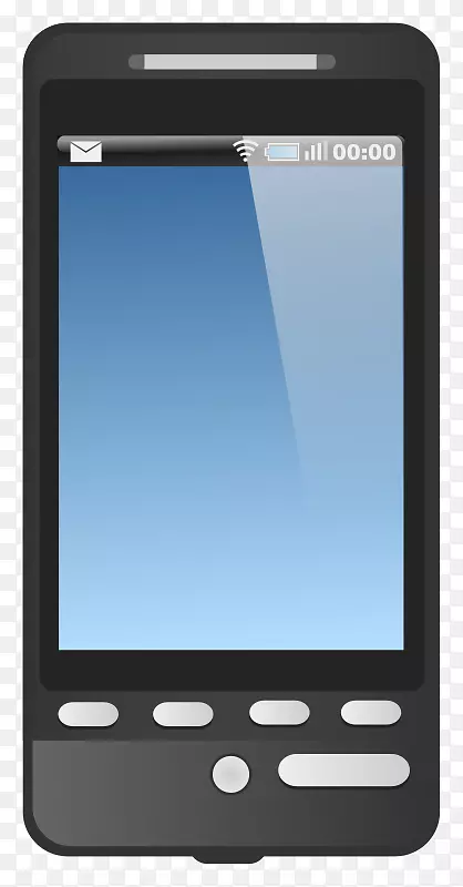 安卓智能手机剪贴画-黑色蓝色卡通手机