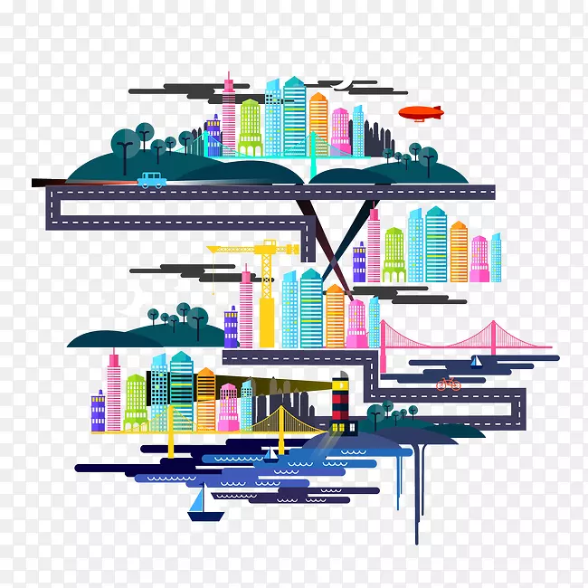 平面设计建筑制图.抽象城市建筑材料