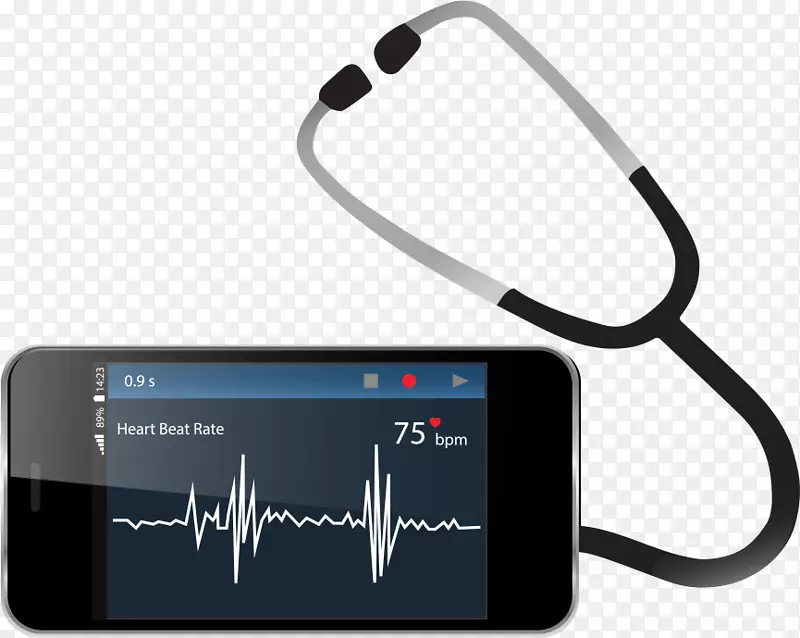 心率监控智能手机听诊器听诊器和手机