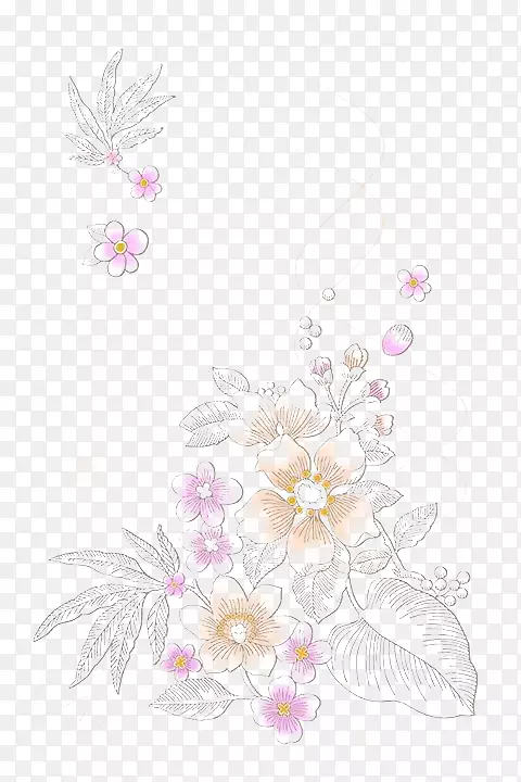 花型粉红墨水笔简笔可爱粉红花朵