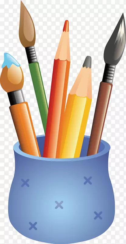 铅笔盒画彩色铅笔-卡通笔架