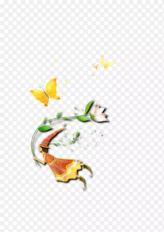 蝴蝶下载-可爱的卡通恶棍美丽的蝴蝶花飞叶