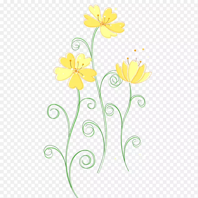 花卉设计切花插图.黄色线条