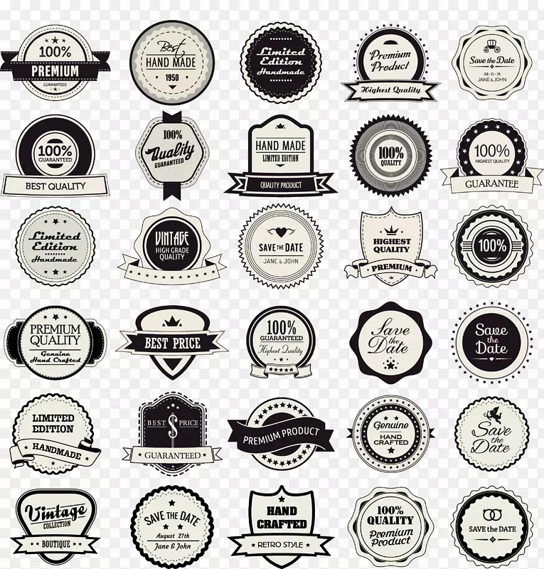 标签古董服装徽章圆圈-复古圆形标签收藏