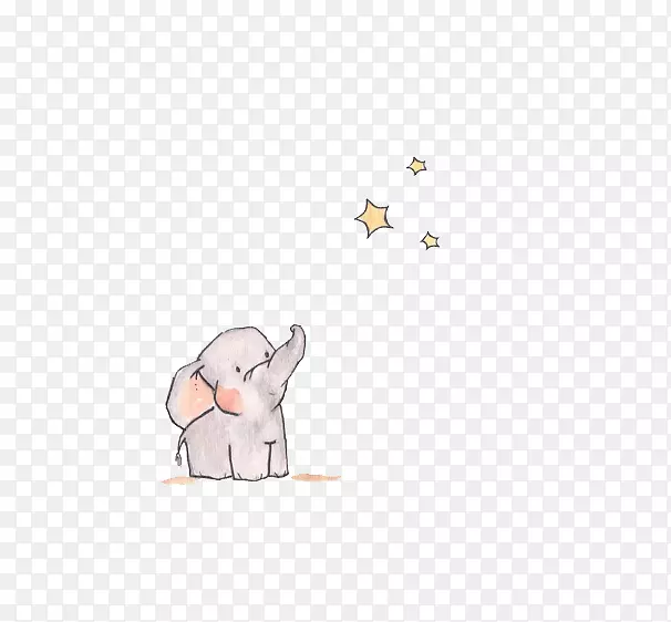 欧洲兔象画水彩画-看星星