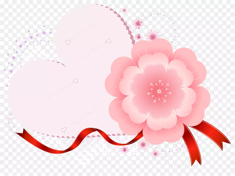 粉红土坯插画下载-花瓣粉红色心形标签