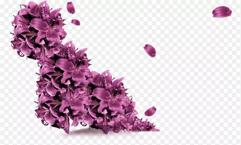 紫花瓣飞饰图案