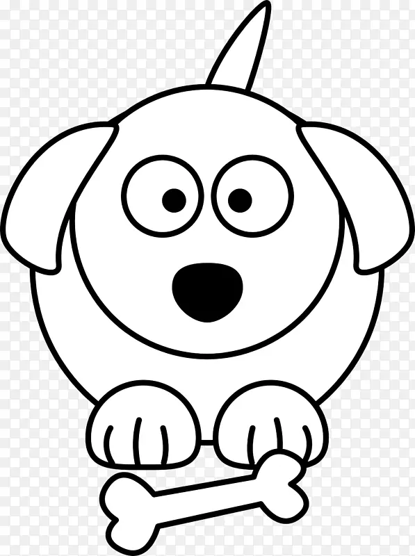 小狗宠物坐卡通剪辑艺术-黑白卡通动物