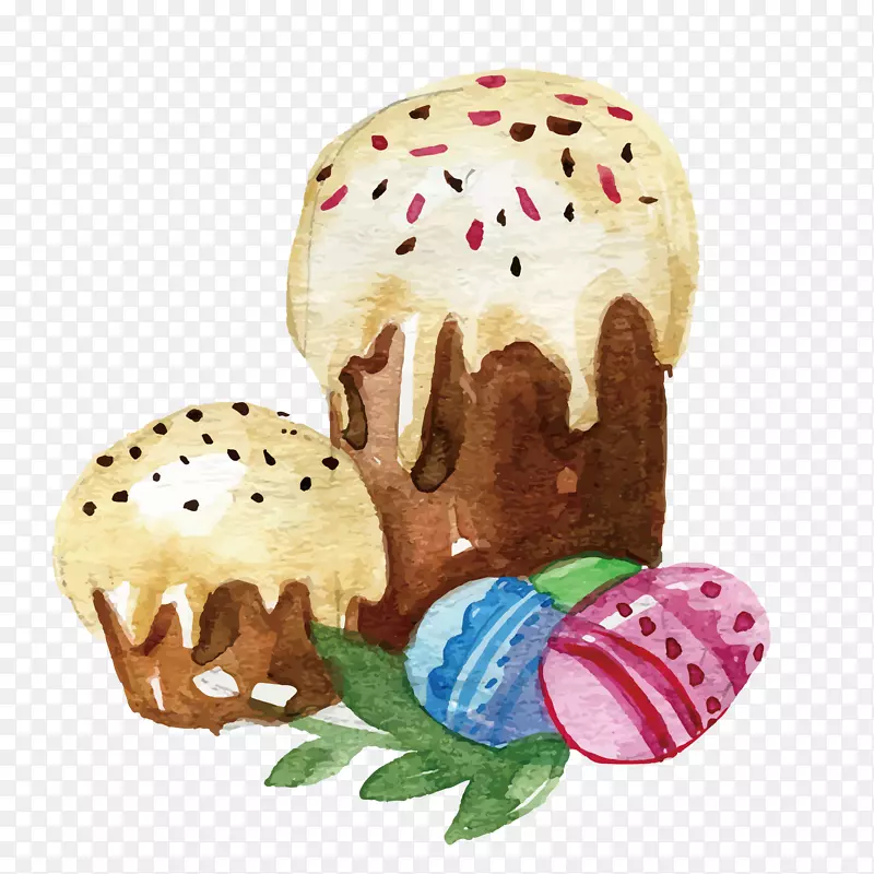 复活节兔子复活节蛋糕结婚邀请函彩蛋水彩画蛋糕