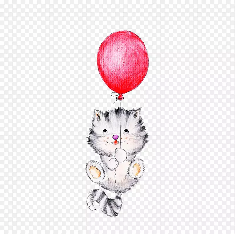 热气球摄影绘画插图.用猫手绘气球