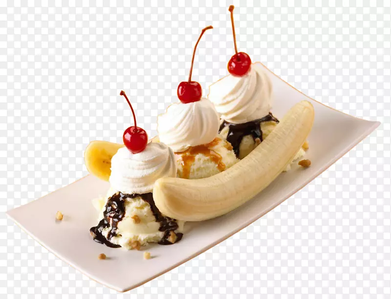 冰淇淋圣代冰淇淋香蕉脯-水果蛋糕