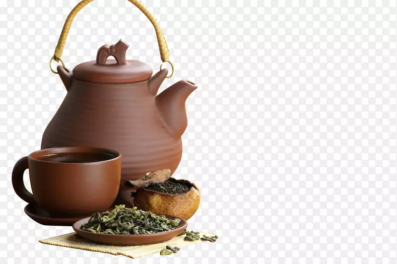 绿茶茶壶草本茶杯茶艺术