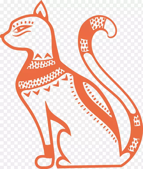 古埃及猫神图.猫手绘红线图案